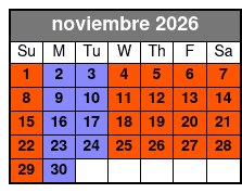 Pontoon Lake Tours noviembre Schedule