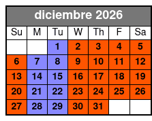 Pontoon Lake Tours diciembre Schedule