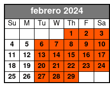 Adult (w/Drinks) febrero Schedule