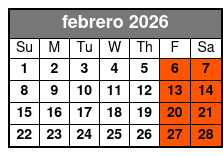 Adult (w/2 Drinks) febrero Schedule