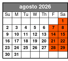 Adult (w/2 Drinks) agosto Schedule