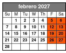 Adult (w/2 Drinks) febrero Schedule