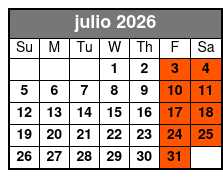 Adult (w/4 Drinks) julio Schedule