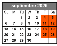 Adult (w/4 Drinks) septiembre Schedule