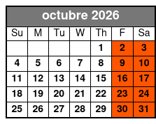 Adult (w/4 Drinks) octubre Schedule