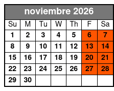 Adult (w/4 Drinks) noviembre Schedule