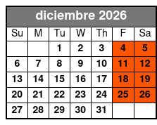 Adult (w/4 Drinks) diciembre Schedule