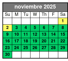 Sunset Tour noviembre Schedule