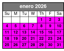 Sunset Tour enero Schedule