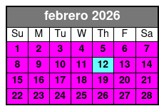 Sunset Tour febrero Schedule