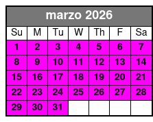 Sunset Tour marzo Schedule