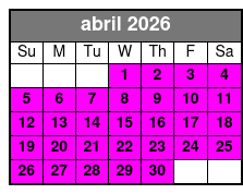 Sunset Tour abril Schedule