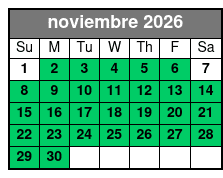 Sunset Tour November Schedule