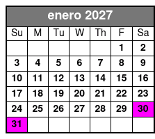 Sunset Tour enero Schedule