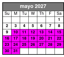Sunset Tour mayo Schedule