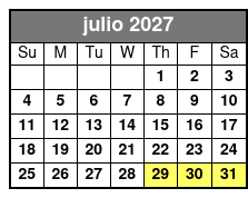 Sunset Tour julio Schedule