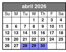 Sherlock Studies 75-Minute Escape Room abril Schedule