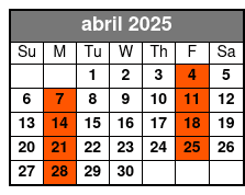 Sheraton Orlando (Q1A) abril Schedule