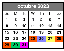 Downtown Food Tour octubre Schedule