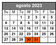 2-Day Pass agosto Schedule