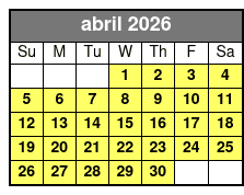 Family Friendly Boat Cruise and Swim abril Schedule