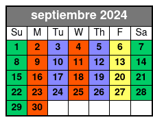2 Hours Private Paddleboard Activity septiembre Schedule
