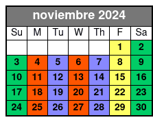 2 Hours Private Paddleboard Activity noviembre Schedule
