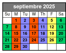 2 Hours Private Paddleboard Activity septiembre Schedule