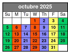 2 Hours Private Paddleboard Activity octubre Schedule