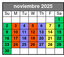 2 Hours Private Paddleboard Activity noviembre Schedule