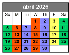 2 Hours Private Paddleboard Activity abril Schedule