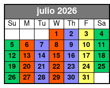 2 Hours Private Paddleboard Activity julio Schedule