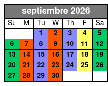 2 Hours Private Paddleboard Activity septiembre Schedule