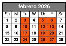 Miami Beach Eden Adventure febrero Schedule