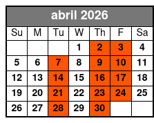 Miami Beach Eden Adventure abril Schedule