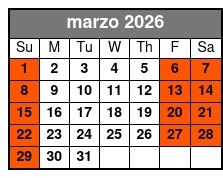 Overnight Experience marzo Schedule