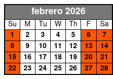 Luxury Picnic Experience febrero Schedule