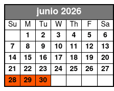 1.5 Hour Paddle Board Rental junio Schedule