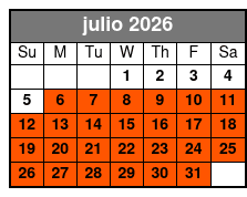 1.5 Hour Paddle Board Rental julio Schedule
