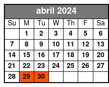 Kayak Rental (2 Hours) abril Schedule