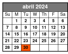 All Day Kayak Rental abril Schedule
