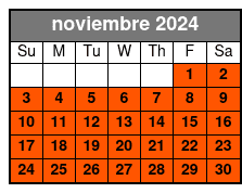 1 Hour Paddle Board Self Guide noviembre Schedule