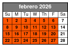 Kayak Rental (1 Hour) febrero Schedule