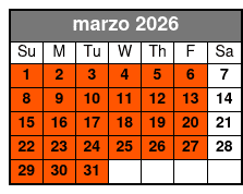 Kayak Rental (1 Hour) marzo Schedule