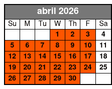 Kayak Rental (1 Hour) abril Schedule