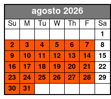 Kayak Rental (1 Hour) agosto Schedule