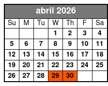Kayak Tour abril Schedule