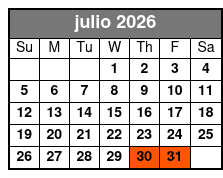 Kayak Tour julio Schedule