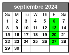 Breaking Point Escape Room septiembre Schedule