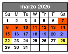 SeaWorld San Antonio & Aquatica San Antonio 2 Day Flex Ticket marzo Schedule